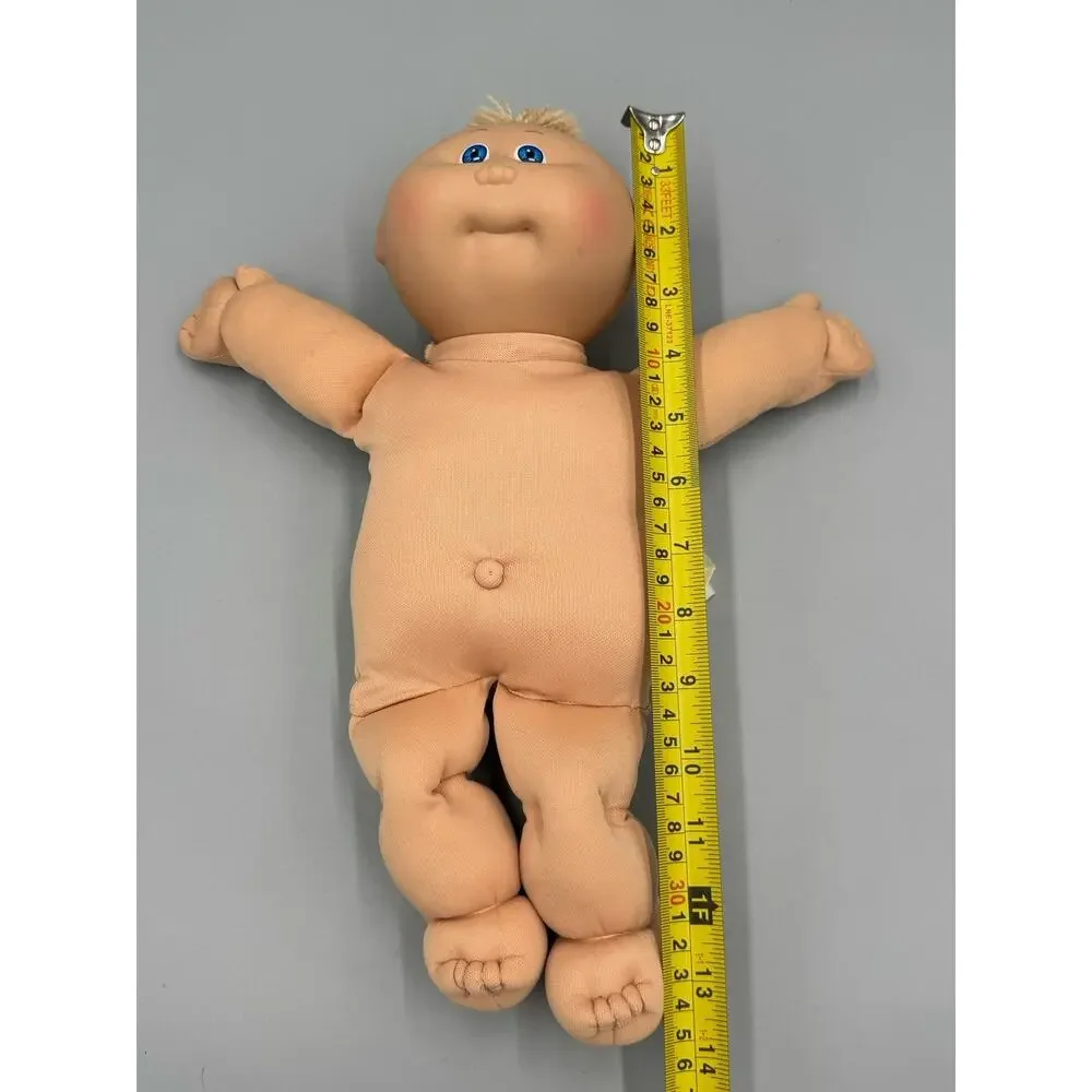 Vintage Caleco Cabbage Patch Kid Baby Doll Blonde Hair Tuft Blue Eyes